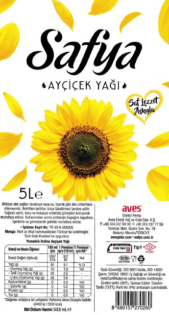 B1 Flexography: DGS Baski Turkey for Safya Ayçiçek Yagi